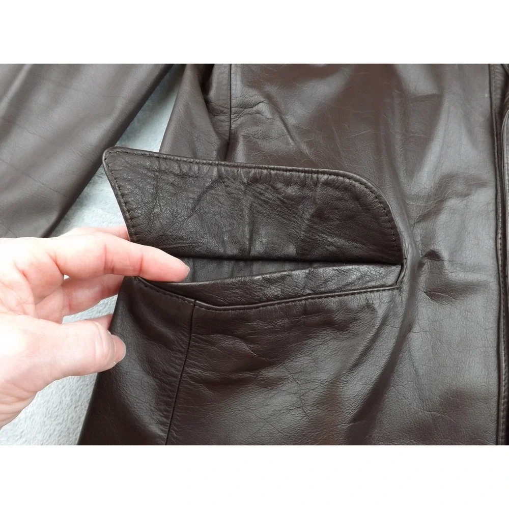 Adler Leather Jacket Vintage‎ Men's Size 46 Dark Brown Lined - Picture 2 of 16